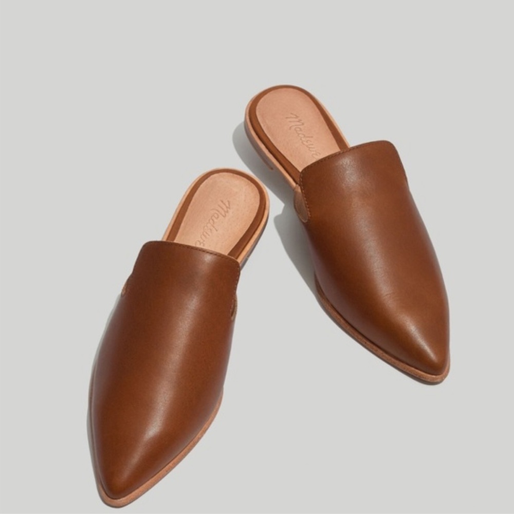 Madewell Gemma Tan Leather Pointed Mules